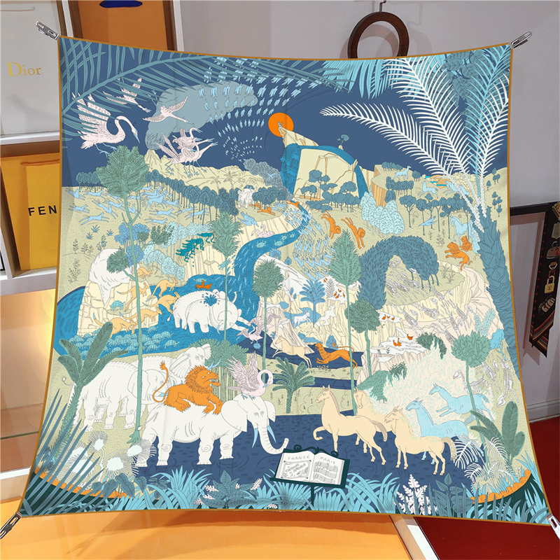 Silk Scarf Square - Syal sutra wanita hutan hujan hewan