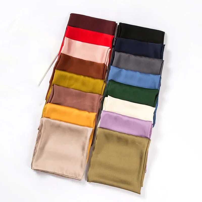 Silk Scarf Square - Syal Satin Wanita 70cm Warna Solid