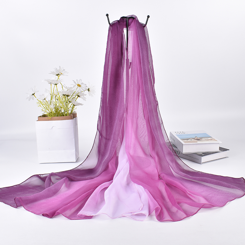 Silk Scarf Square - Syal sutra gradien tiga warna baru