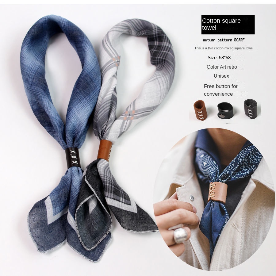 Silk Scarf Square - Syal persegi pria dengan kancing katun