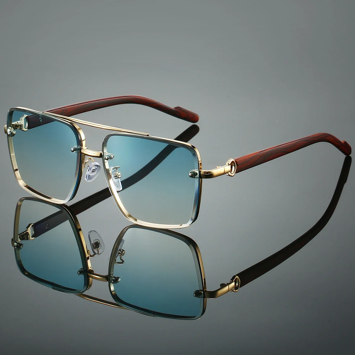 Sunglasses Oversized Square - Kacamata Hitam Retro Kotak Logam Oversize