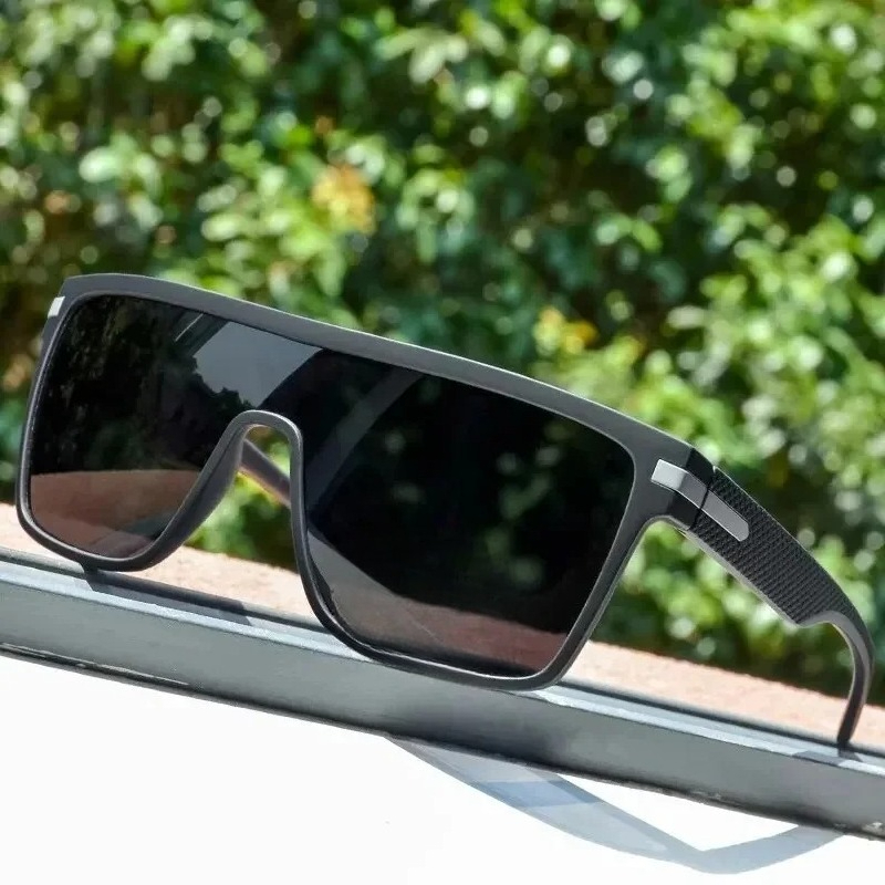 Sunglasses Oversized Square - Kacamata Hitam Polarisasi Fashion untuk Pria,