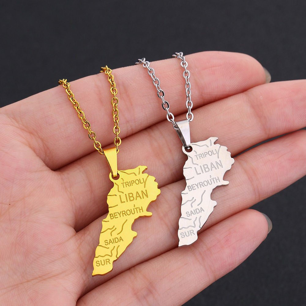 Kalung Peta Lebanon Baja Tahan - Women Accessories Lebanon ulasan dan harga