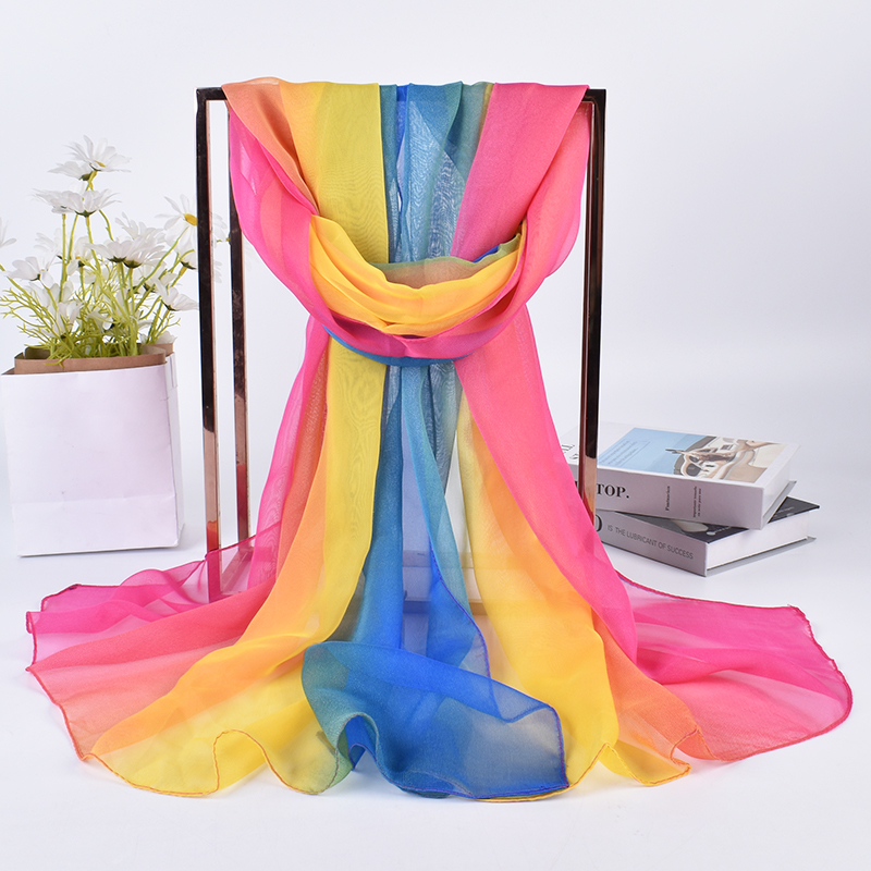Syal sutra gradien tiga warna  - Silk Scarf Square ulasan dan harga