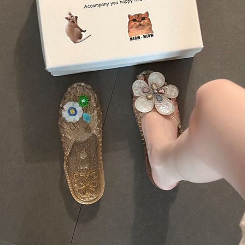 Sepatu Jelly Bunga Kristal Kor - Women'S Accessories For Shoes ulasan dan harga